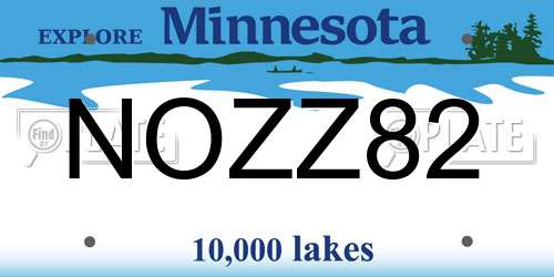 NOZZ82 Minnesota License Plate