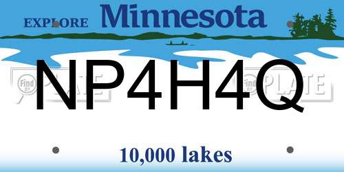 NP4H4Q Minnesota License Plate