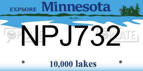 NPJ732 Minnesota License Plate