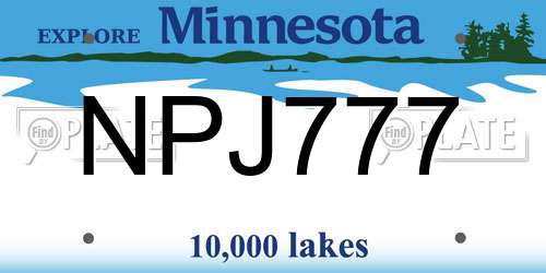 NPJ777 Minnesota License Plate