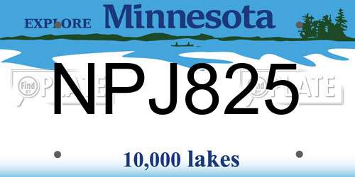 NPJ825 Minnesota License Plate