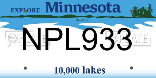 NPL933 Minnesota License Plate