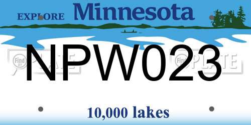 NPW023 Minnesota License Plate