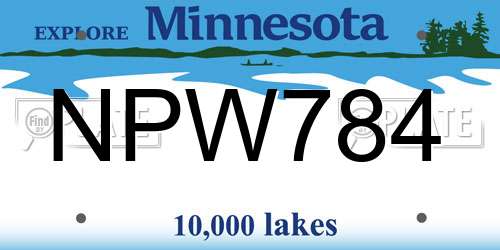 NPW784 Minnesota License Plate