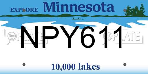 NPY611 Minnesota License Plate