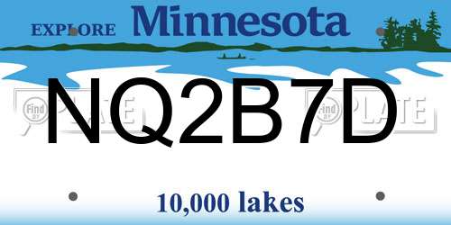 NQ2B7D Minnesota License Plate