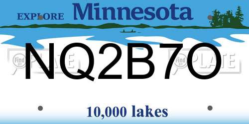 NQ2B7O Minnesota License Plate