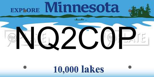 NQ2C0P Minnesota License Plate