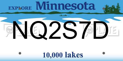 NQ2S7D Minnesota License Plate