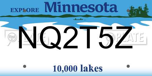NQ2T5Z Minnesota License Plate