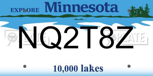 NQ2T8Z Minnesota License Plate