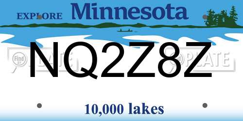 NQ2Z8Z Minnesota License Plate