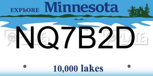 NQ7B2D Minnesota License Plate