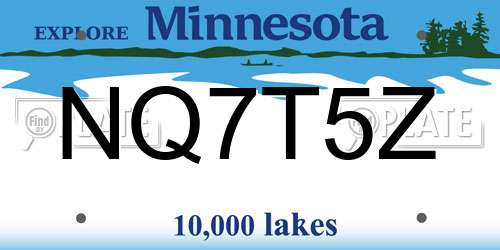 NQ7T5Z Minnesota License Plate