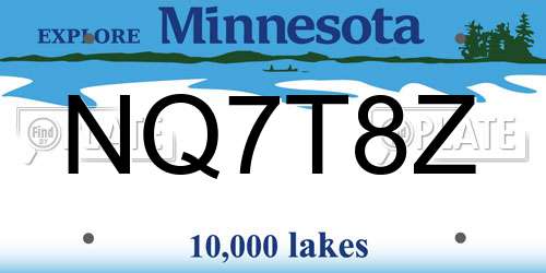 NQ7T8Z Minnesota License Plate