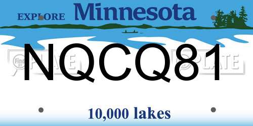 NQCQ81 Minnesota License Plate