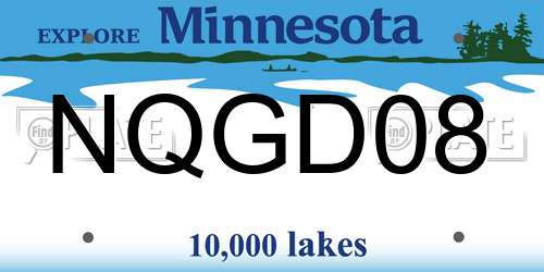 NQGD08 Minnesota License Plate