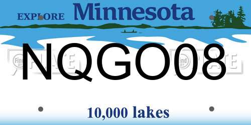 NQGO08 Minnesota License Plate