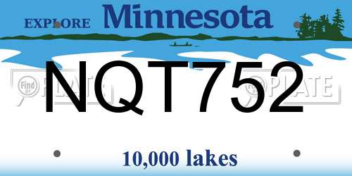 NQT752 Minnesota License Plate