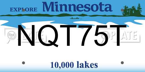 NQT75T Minnesota License Plate