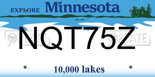 NQT75Z Minnesota License Plate