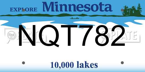 NQT782 Minnesota License Plate