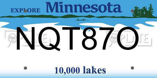 NQT87O Minnesota License Plate