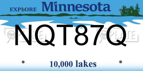 NQT87Q Minnesota License Plate