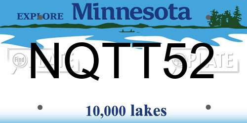 NQTT52 Minnesota License Plate