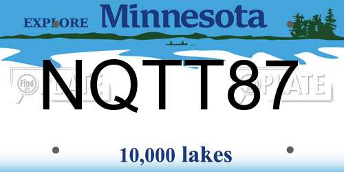 NQTT87 Minnesota License Plate