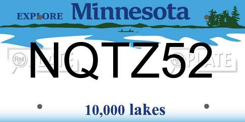 NQTZ52 Minnesota License Plate