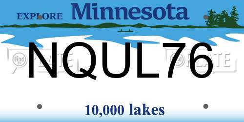 NQUL76 Minnesota License Plate