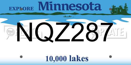 NQZ287 Minnesota License Plate