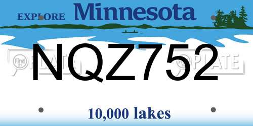 NQZ752 Minnesota License Plate