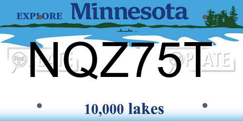 NQZ75T Minnesota License Plate