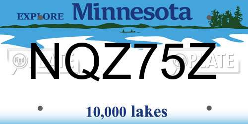 NQZ75Z Minnesota License Plate