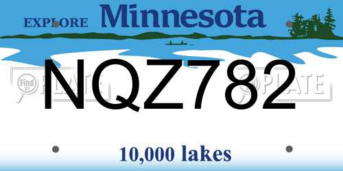 NQZ782 Minnesota License Plate