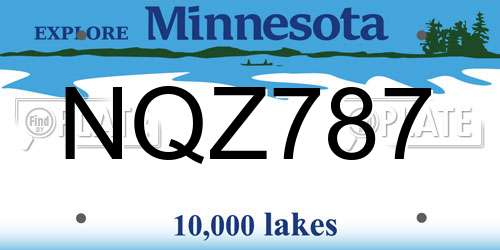NQZ787 Minnesota License Plate