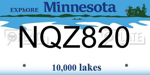 NQZ820 Minnesota License Plate