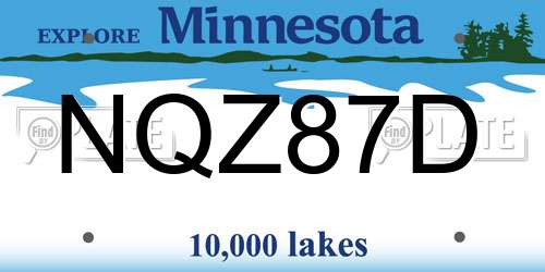 NQZ87D Minnesota License Plate