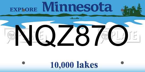 NQZ87O Minnesota License Plate