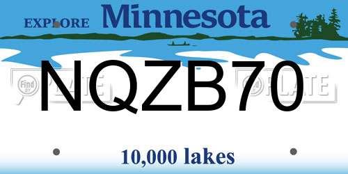 NQZB70 Minnesota License Plate