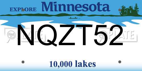 NQZT52 Minnesota License Plate