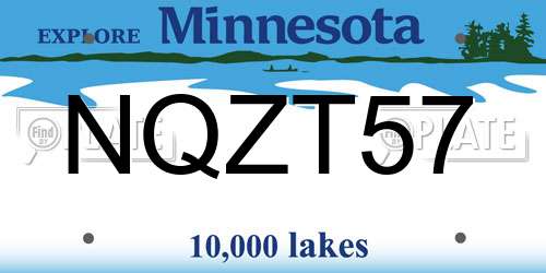 NQZT57 Minnesota License Plate