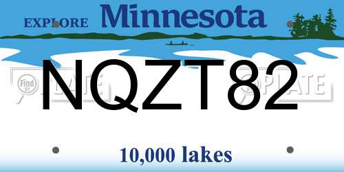 NQZT82 Minnesota License Plate