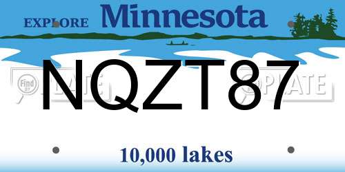 NQZT87 Minnesota License Plate