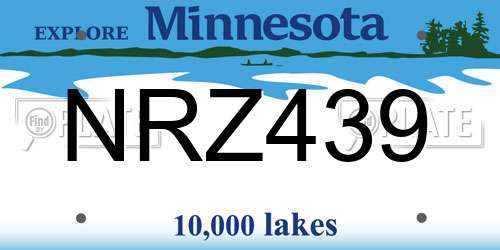 NRZ439 Minnesota License Plate