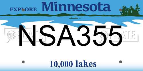 NSA355 Minnesota License Plate