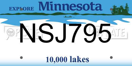 NSJ795 Minnesota License Plate