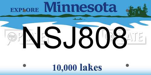 NSJ808 Minnesota License Plate